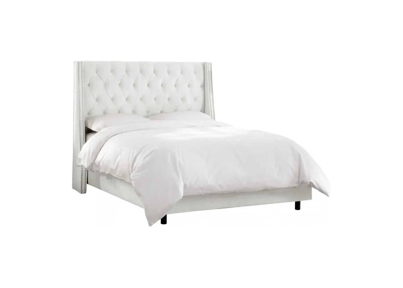 Sheridan Wingback Bed in Velvet White by Skyline