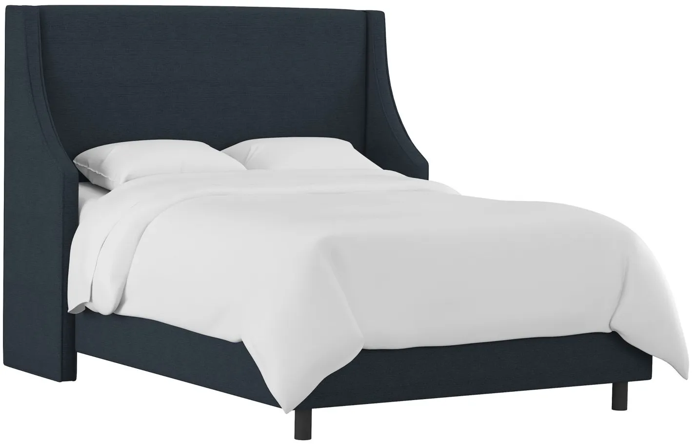 Cam Wingback Bed in Linen Navy by Skyline