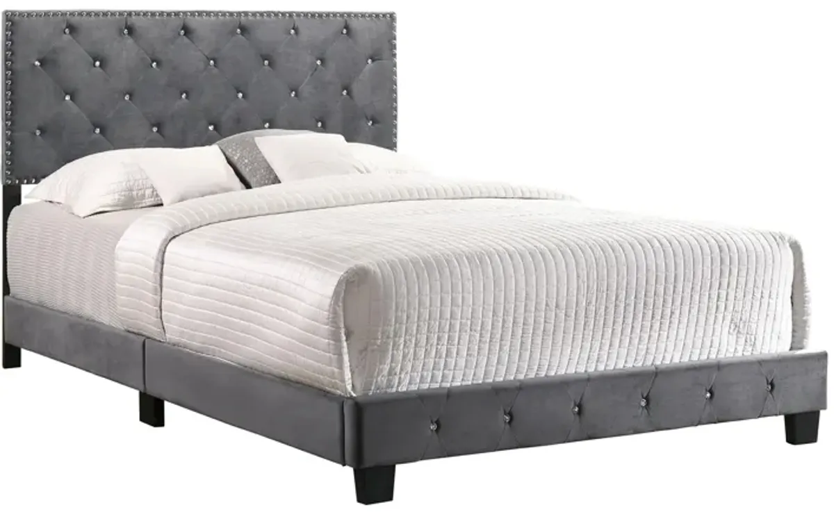 Suffolk Upholstered Panel Bed in Gray by Glory Furniture