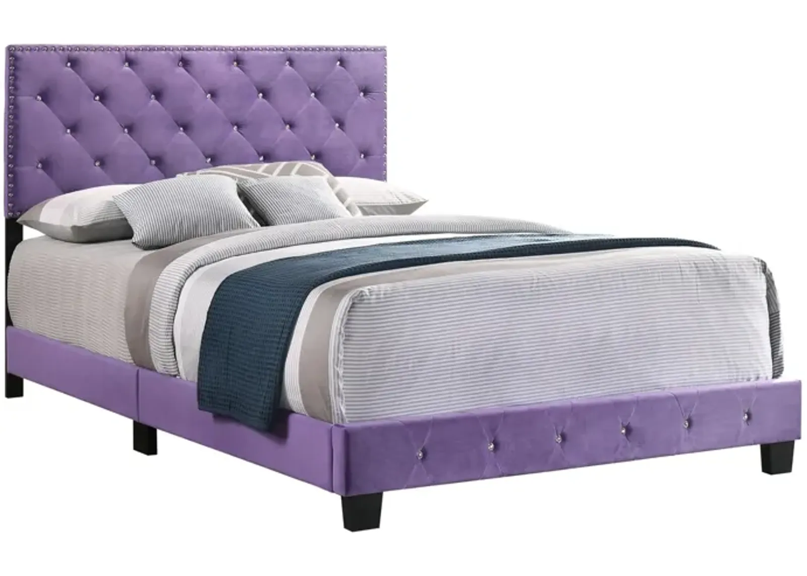 Suffolk Upholstered Full Panel Bed in Purple by Glory Furniture