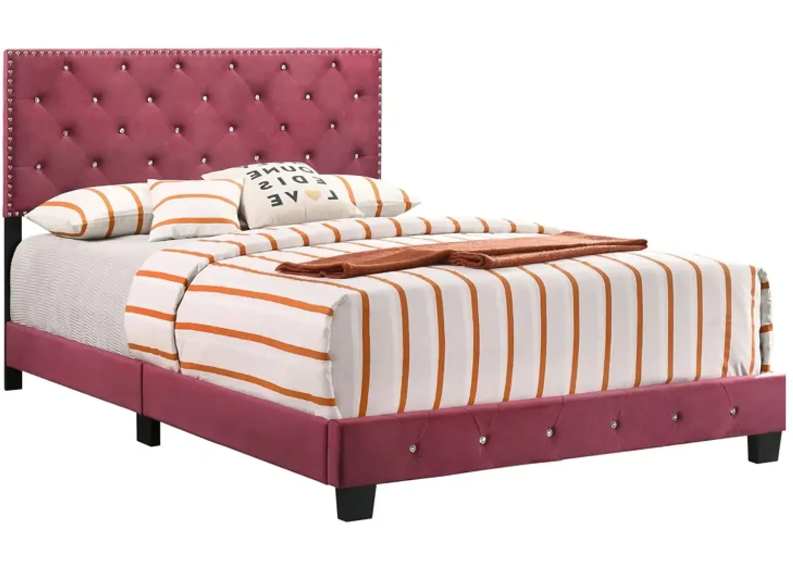 Suffolk Upholstered Panel Bed in Burgundy by Glory Furniture