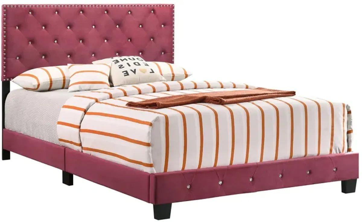 Suffolk Upholstered Panel Bed in Burgundy by Glory Furniture