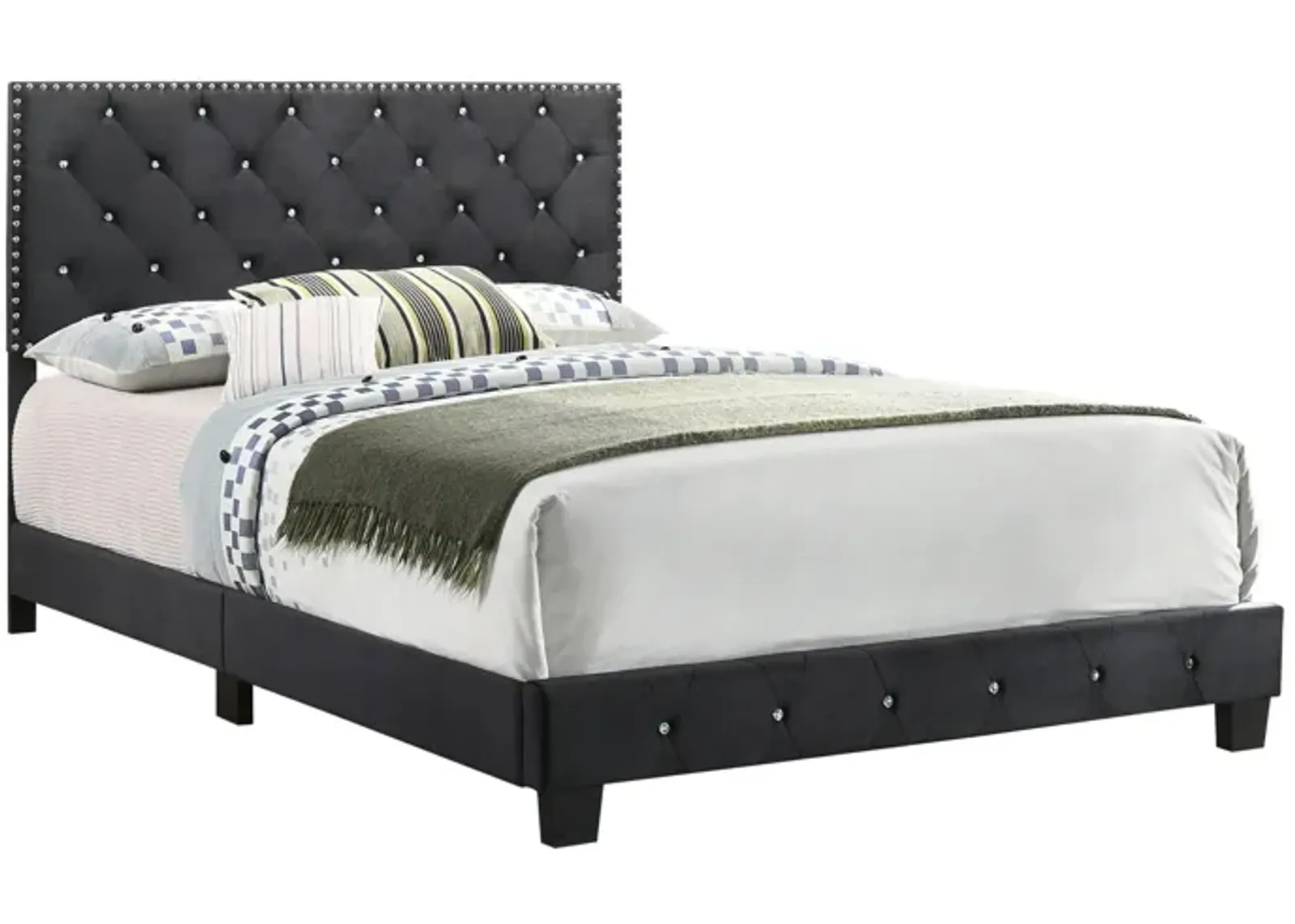 Suffolk Upholstered Panel Bed in Black by Glory Furniture