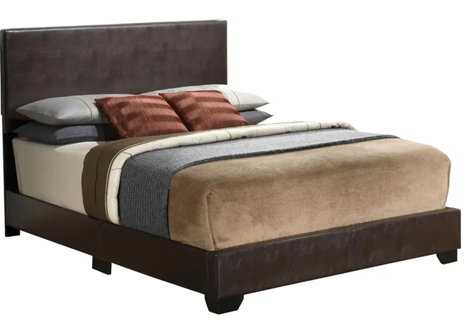 Aaron Upholstered Panel Bed in Cappuccino by Glory Furniture