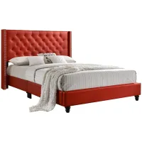 Julie Upholstered Panel Bed in Red by Glory Furniture