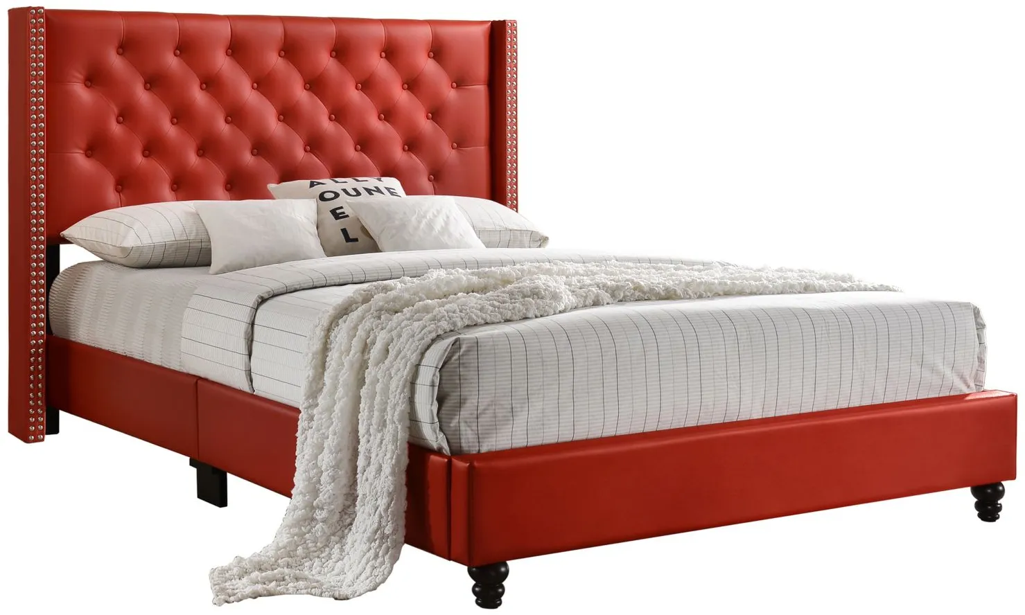 Julie Upholstered Panel Bed in Red by Glory Furniture