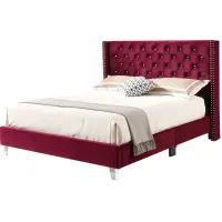 Julie Upholstered Panel Bed in Burgundy by Glory Furniture