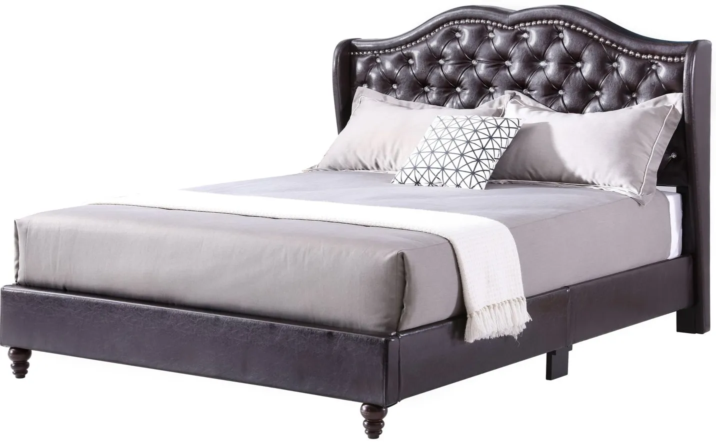 Joy Upholstered Panel Bed in Cappuccino by Glory Furniture