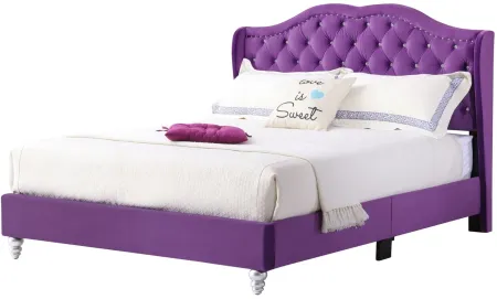 Joy Upholstered Panel Bed in Purple by Glory Furniture
