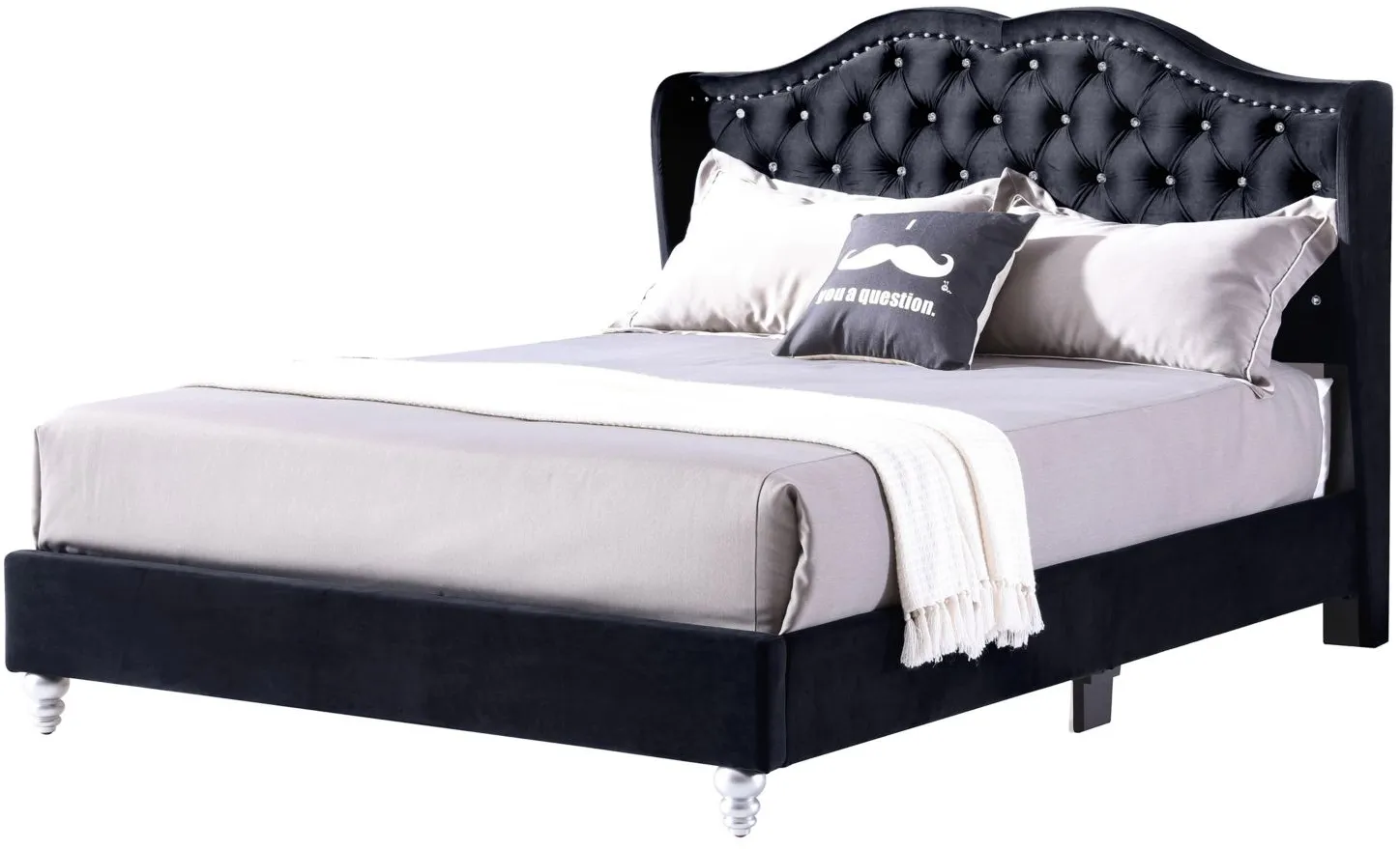 Joy Upholstered Panel Bed in Black by Glory Furniture
