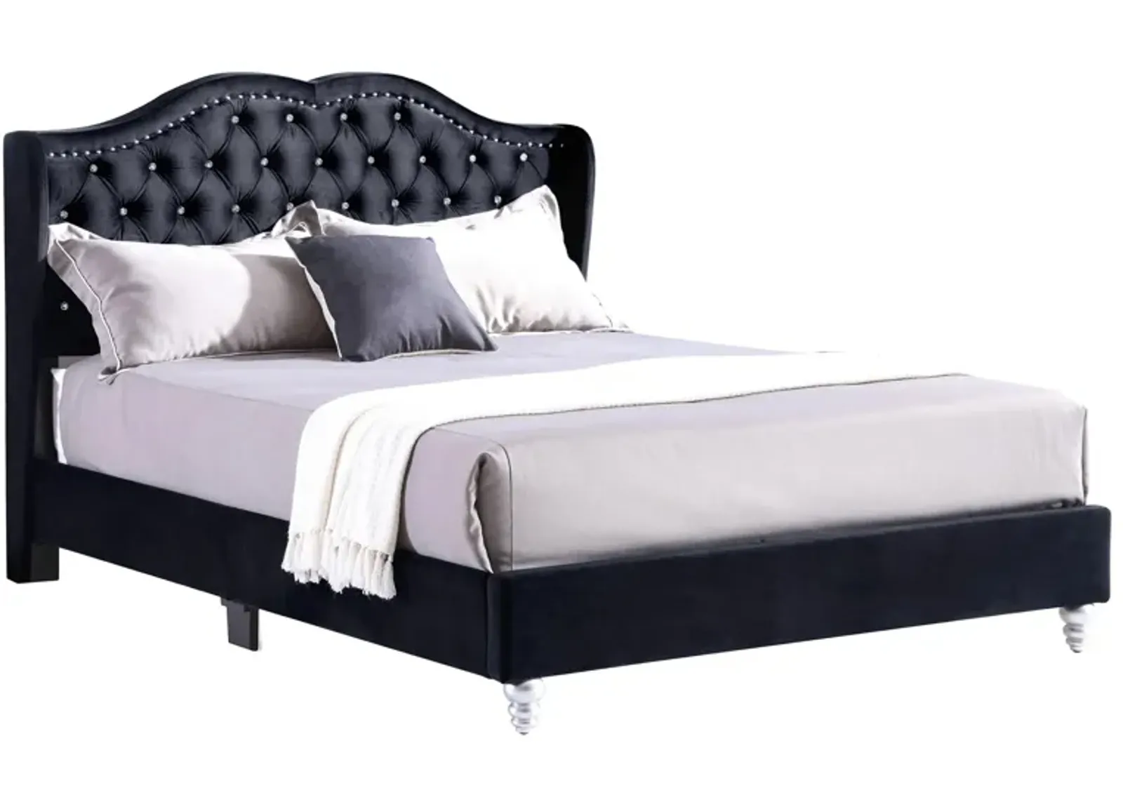 Joy Upholstered Panel Bed in Black by Glory Furniture