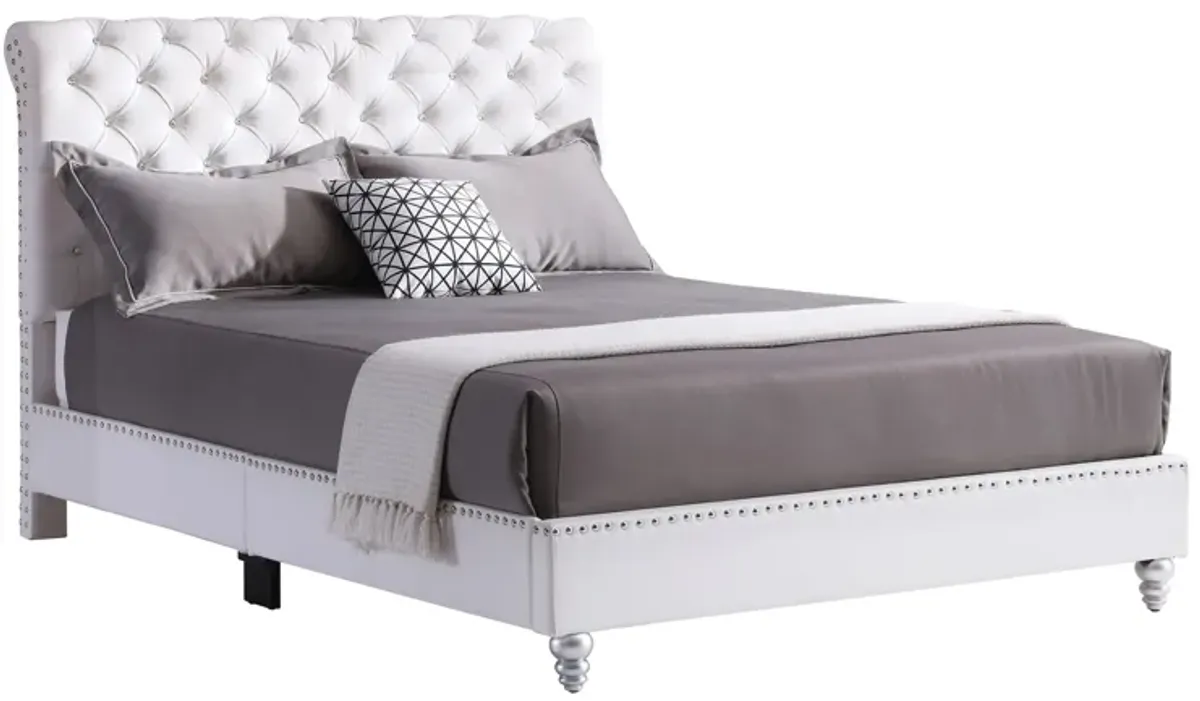 Maxx Upholstered Sleigh Bed in White by Glory Furniture