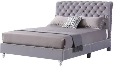 Maxx Upholstered Sleigh Bed in Gray by Glory Furniture