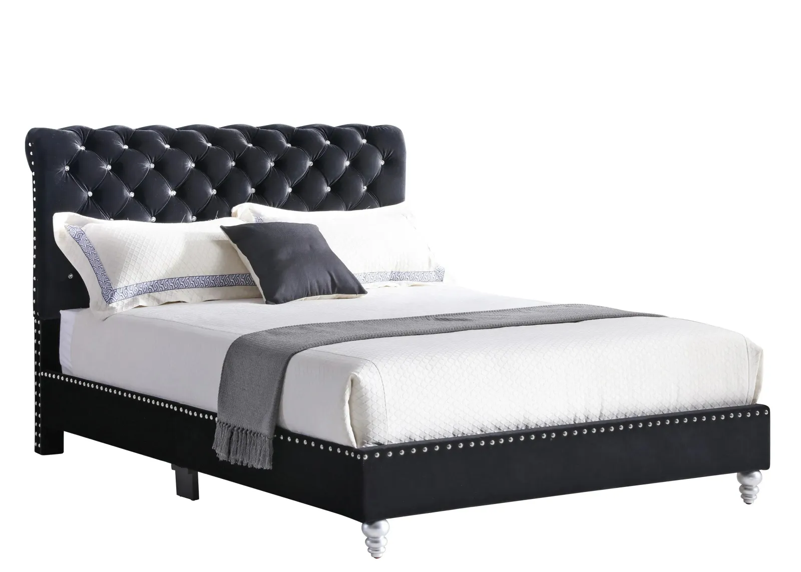 Maxx Upholstered Sleigh Bed in Black by Glory Furniture