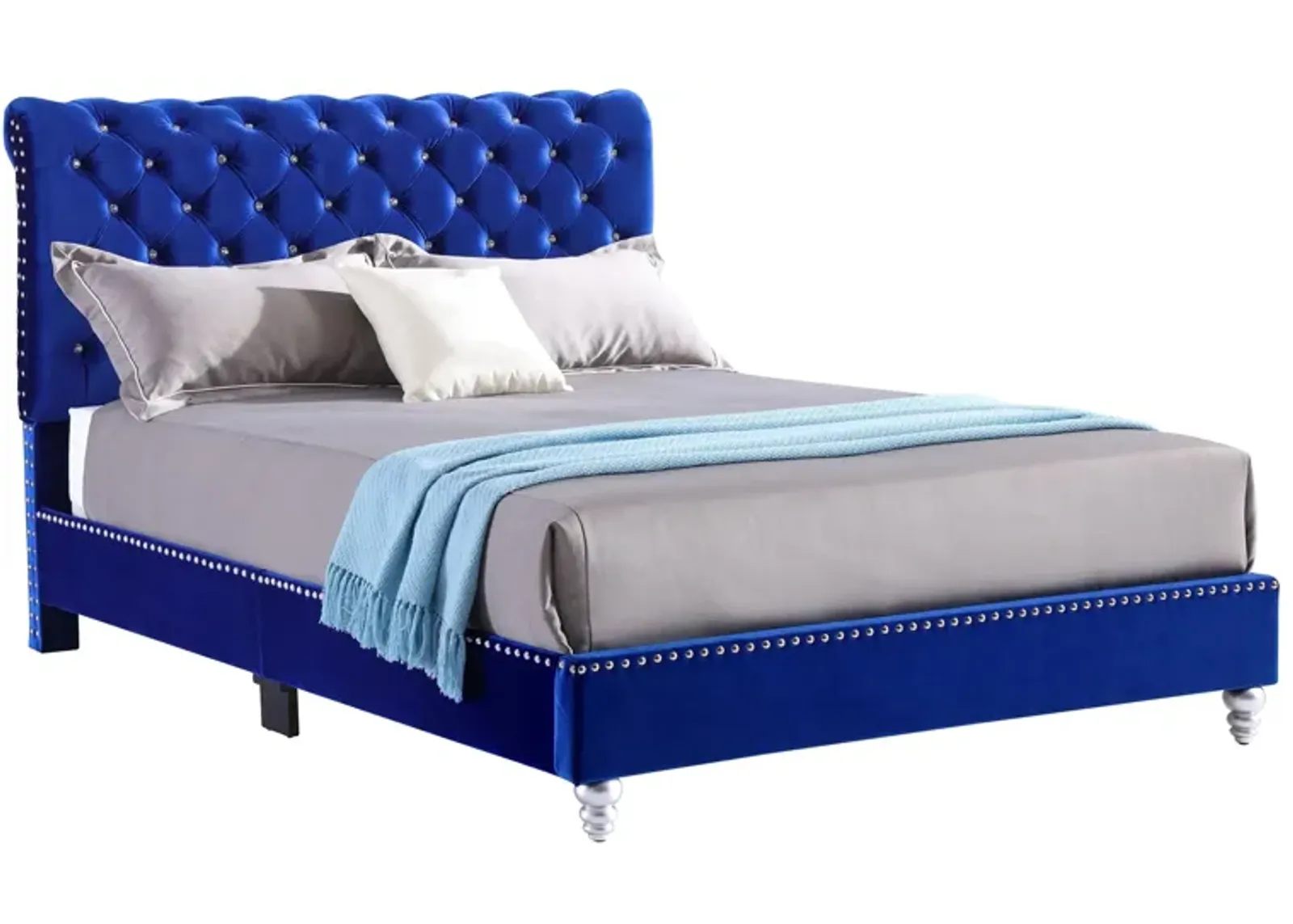 Maxx Upholstered Sleigh Bed in Navy Blue by Glory Furniture