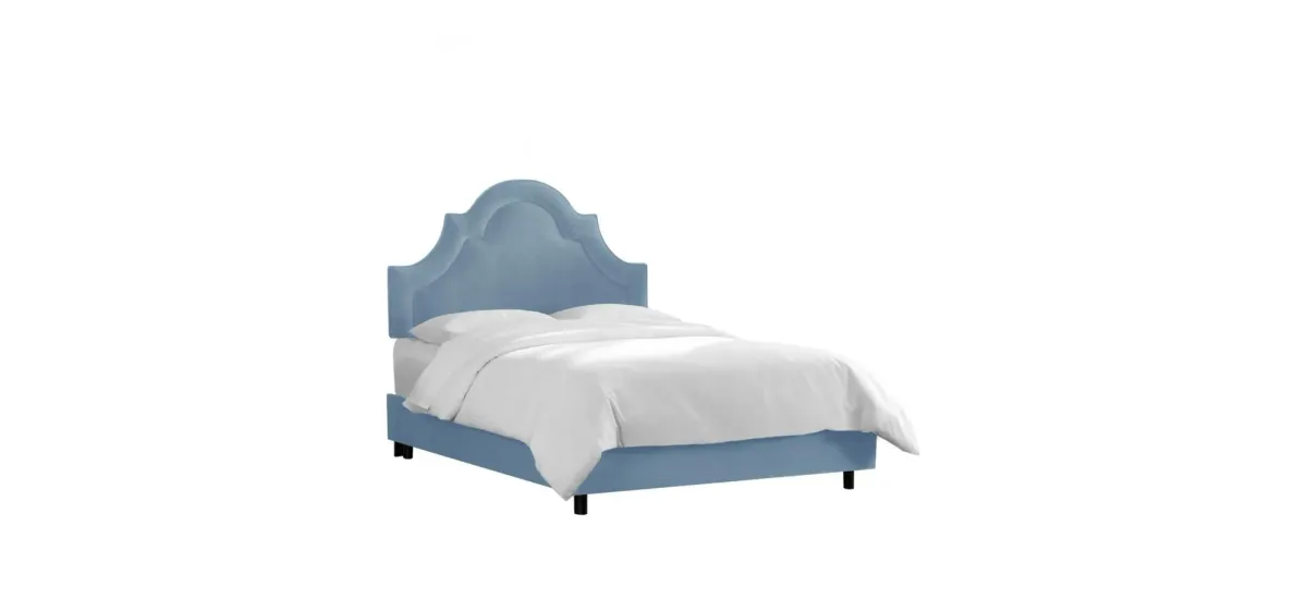 Plumley Platform Bed in Velvet Ocean by Skyline