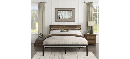 Raina Metal and Wood Platform Bed in Brown and Black by Homelegance
