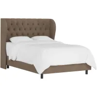 Thayer Wingback Bed in Velvet Cocoa by Skyline