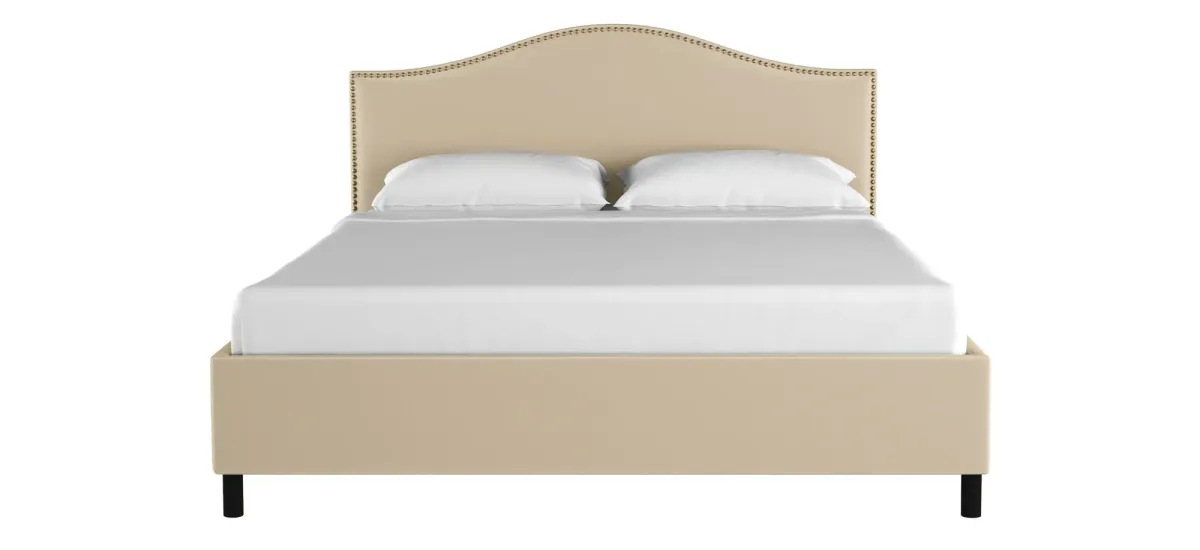 Alexander Platform Bed in Velvet Pearl by Skyline