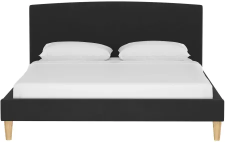 Drita Platform Bed in Velvet Black by Skyline