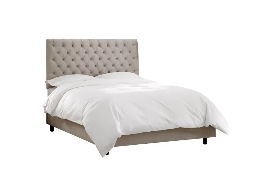 Queensbury Bed in Velvet Light Gray by Skyline