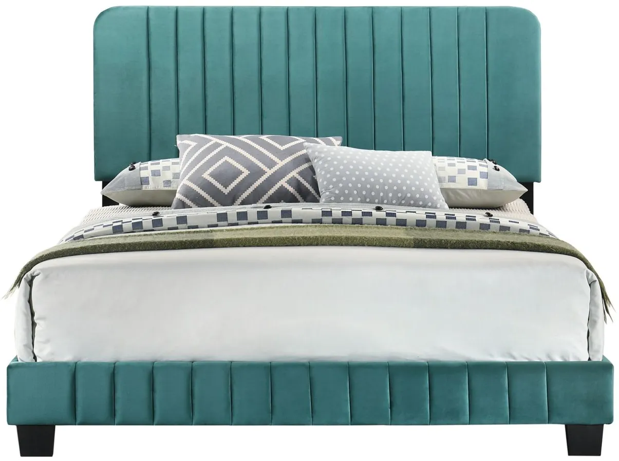 Lodi Upholstered Panel Bed in Green by Glory Furniture