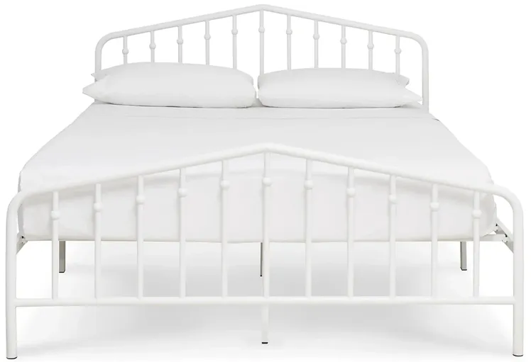 Trentlore Queen Metal Bed in White by Ashley Furniture