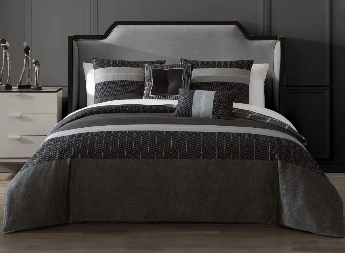 Bebejan Kyle Black 5-pc. Reversible Comforter Set in black and grey by Bebejan Bedding