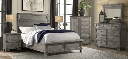 Forge Queen Panel Bed w/ Footboard Bench in Steel Gray Finish by Intercon