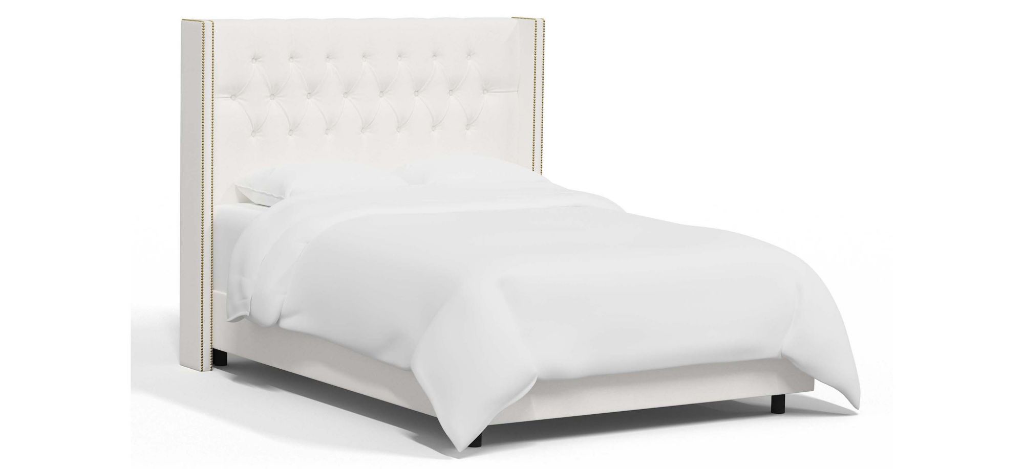 Cornelius Wingback Bed in Zuma White by Skyline