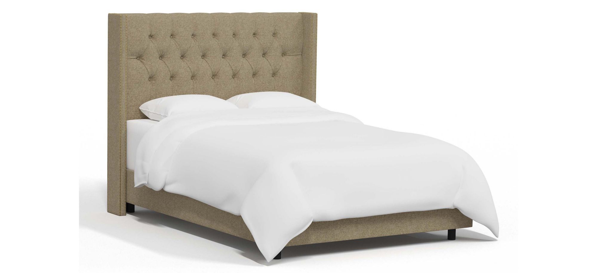 Cornelius Wingback Bed in Zuma Linen by Skyline