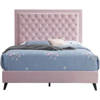 Alba Upholstered Panel Bed in Pink by Glory Furniture