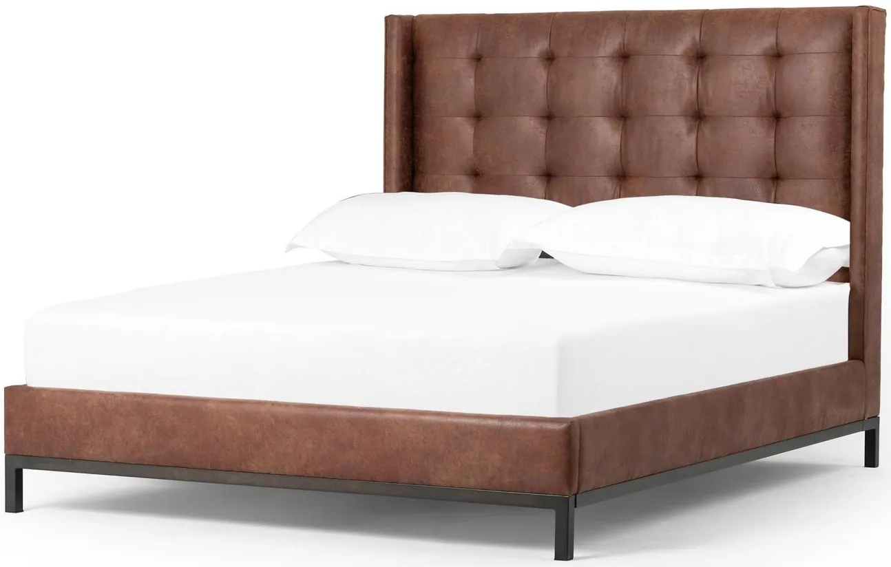 Easton Upholstered 55" Queen Bed in Vintage Tobacco by Four Hands