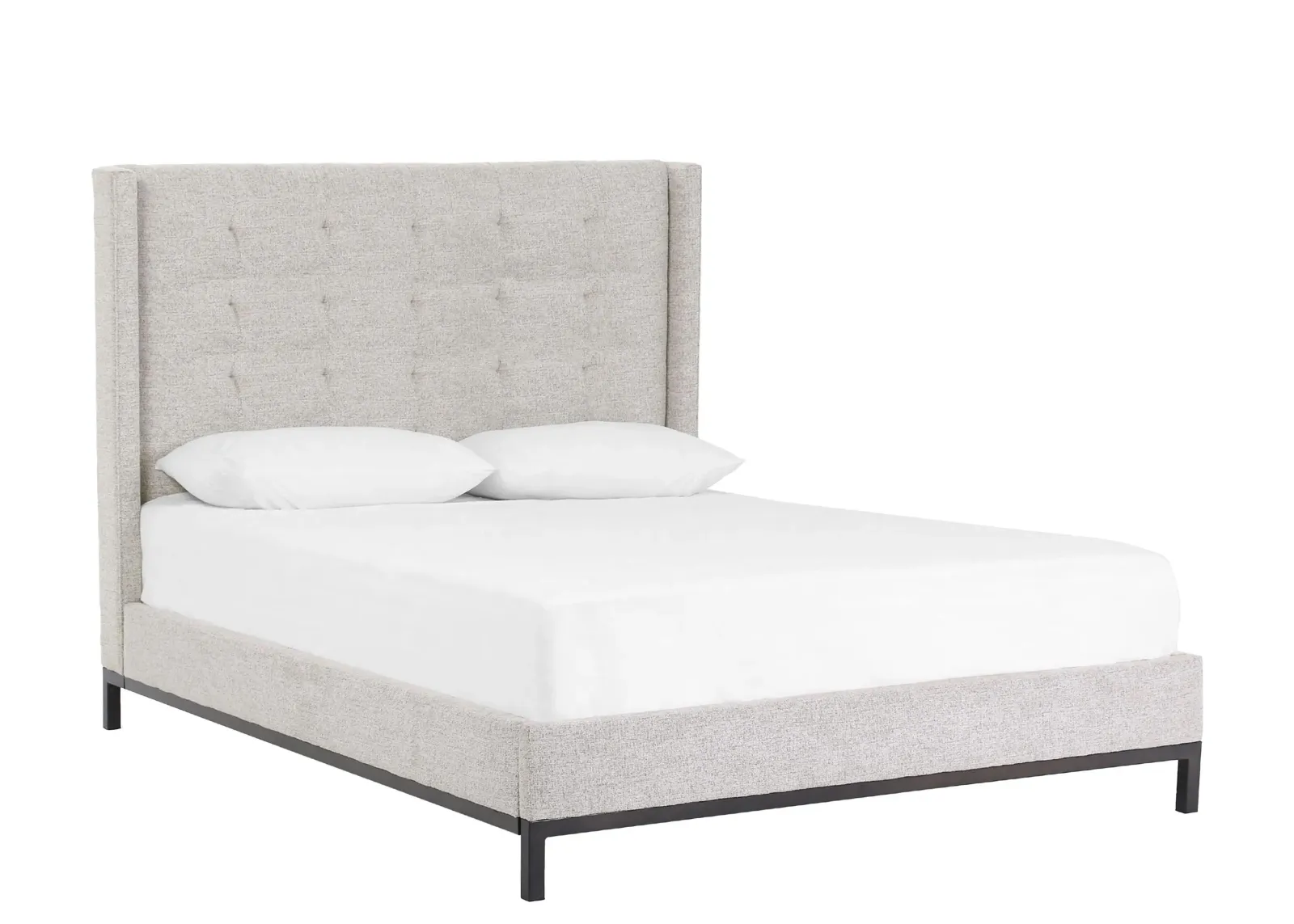 Easton Upholstered 55" Queen Bed in Plushtone Linen by Four Hands