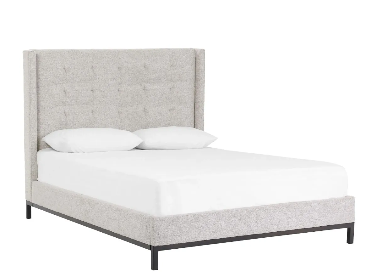 Easton Upholstered 55" Queen Bed in Plushtone Linen by Four Hands