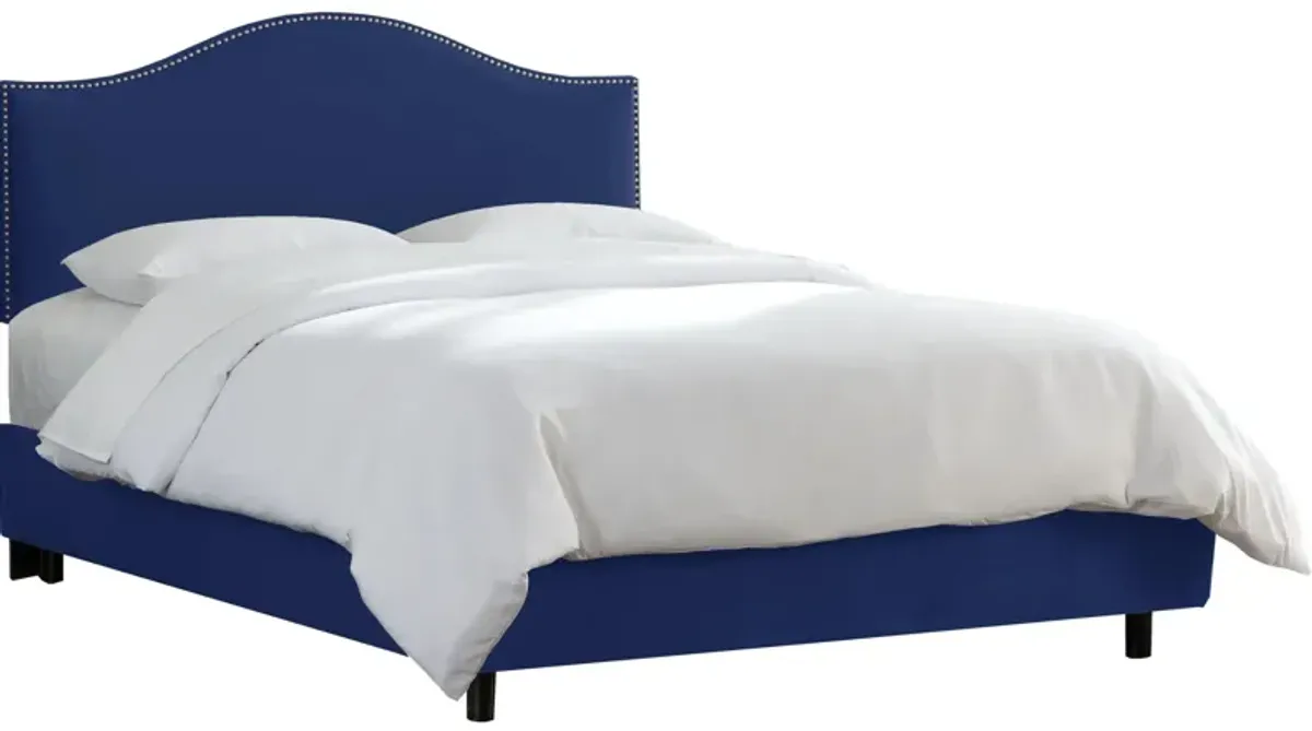 Alexander Bed in Velvet Navy by Skyline