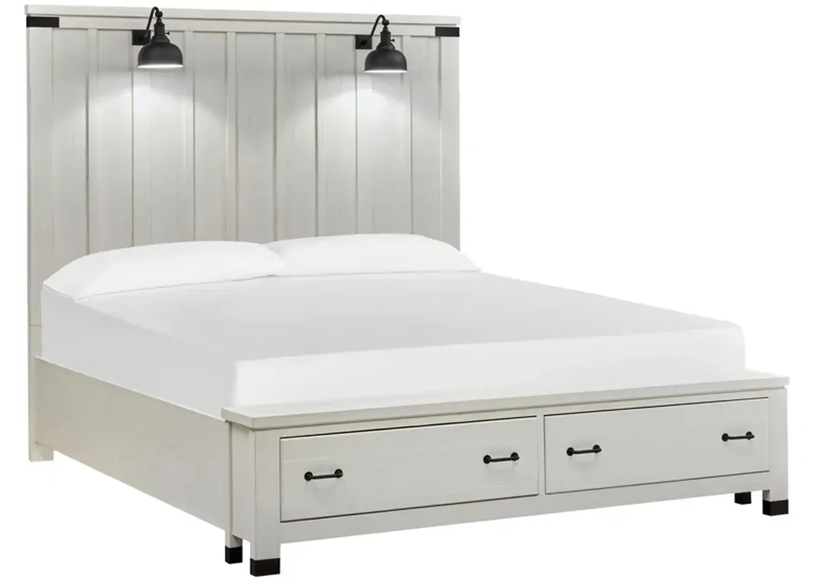 Harper Springs Panel Storage Bed with Lighting in Silo White by Magnussen Home