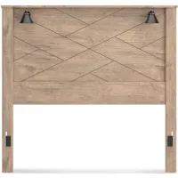 Oakley Panel Headboard with Lights in Light Brown by Ashley Furniture
