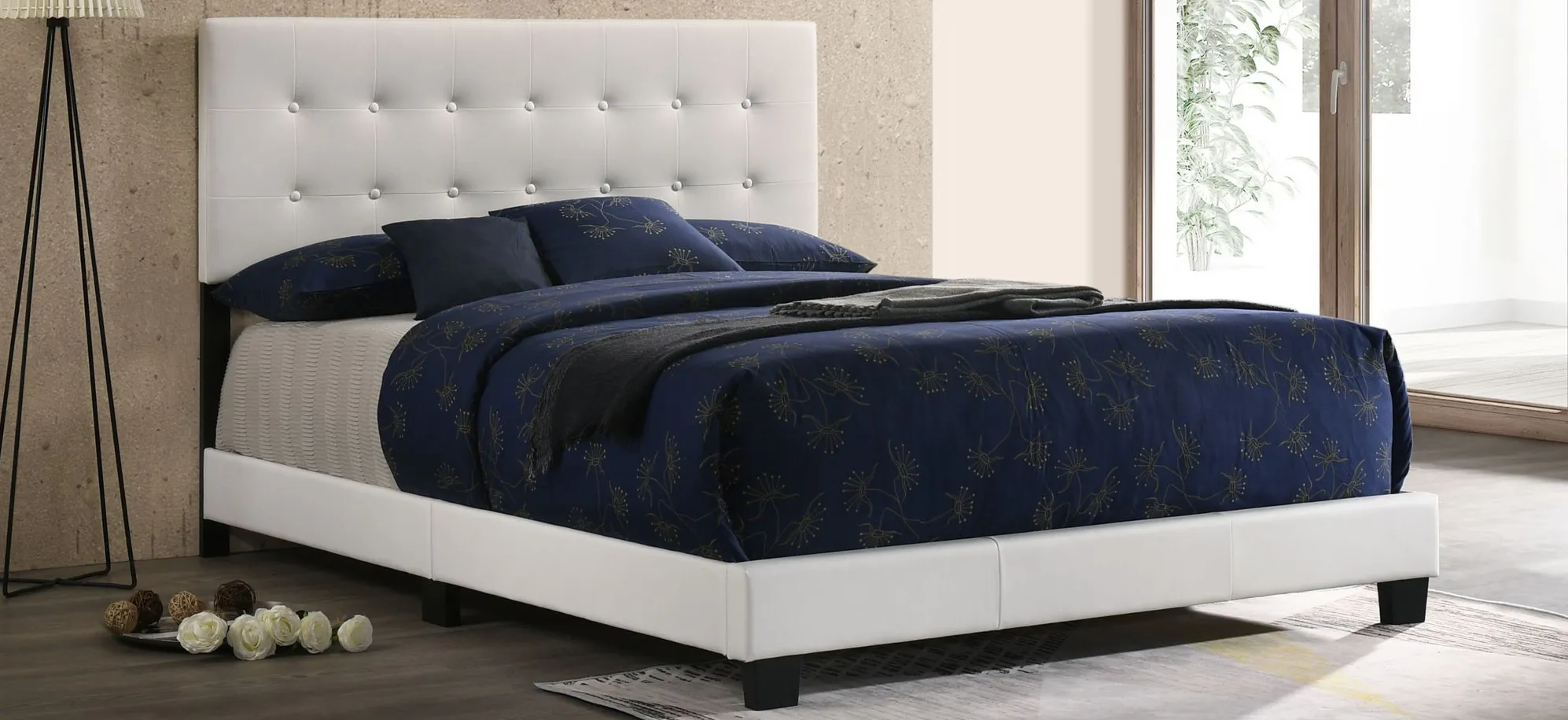 Caldwell Upholstered Panel Bed in White by Glory Furniture