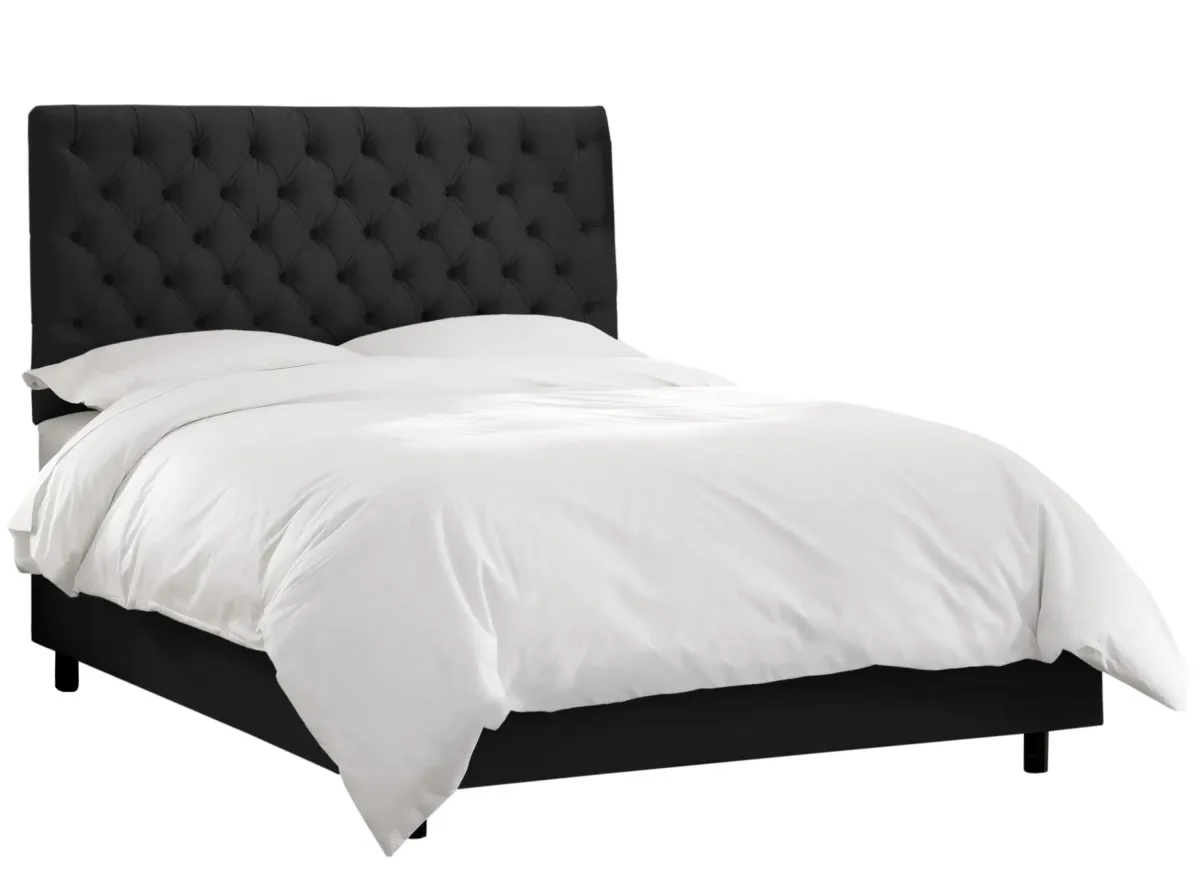 Queensbury Bed in Velvet Black by Skyline