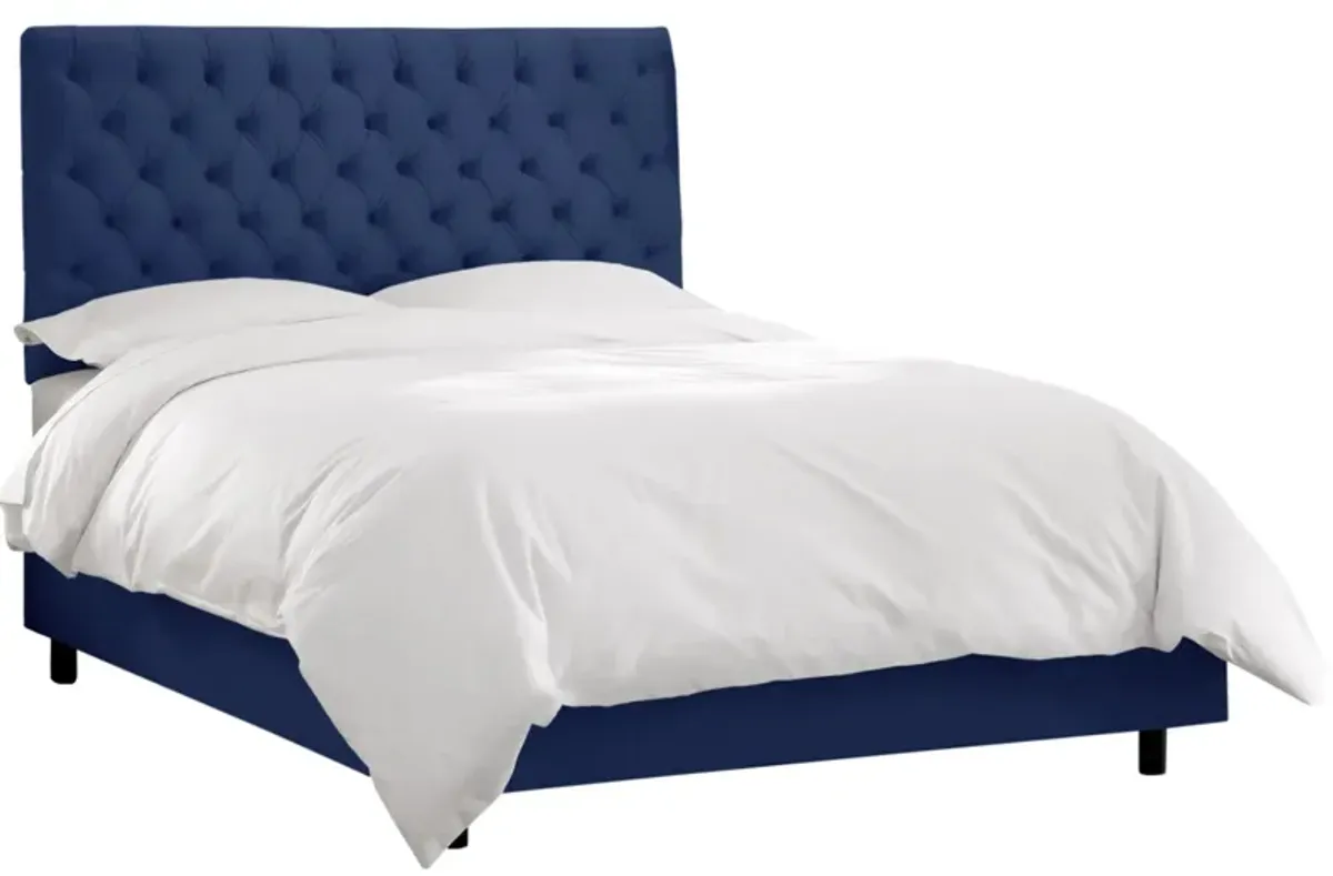 Queensbury Bed in Velvet Navy by Skyline