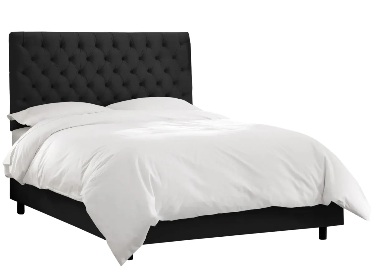 Queensbury Bed in Velvet Black by Skyline