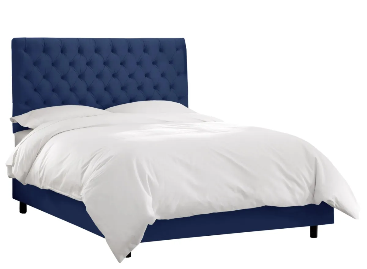 Queensbury Bed in Velvet Navy by Skyline