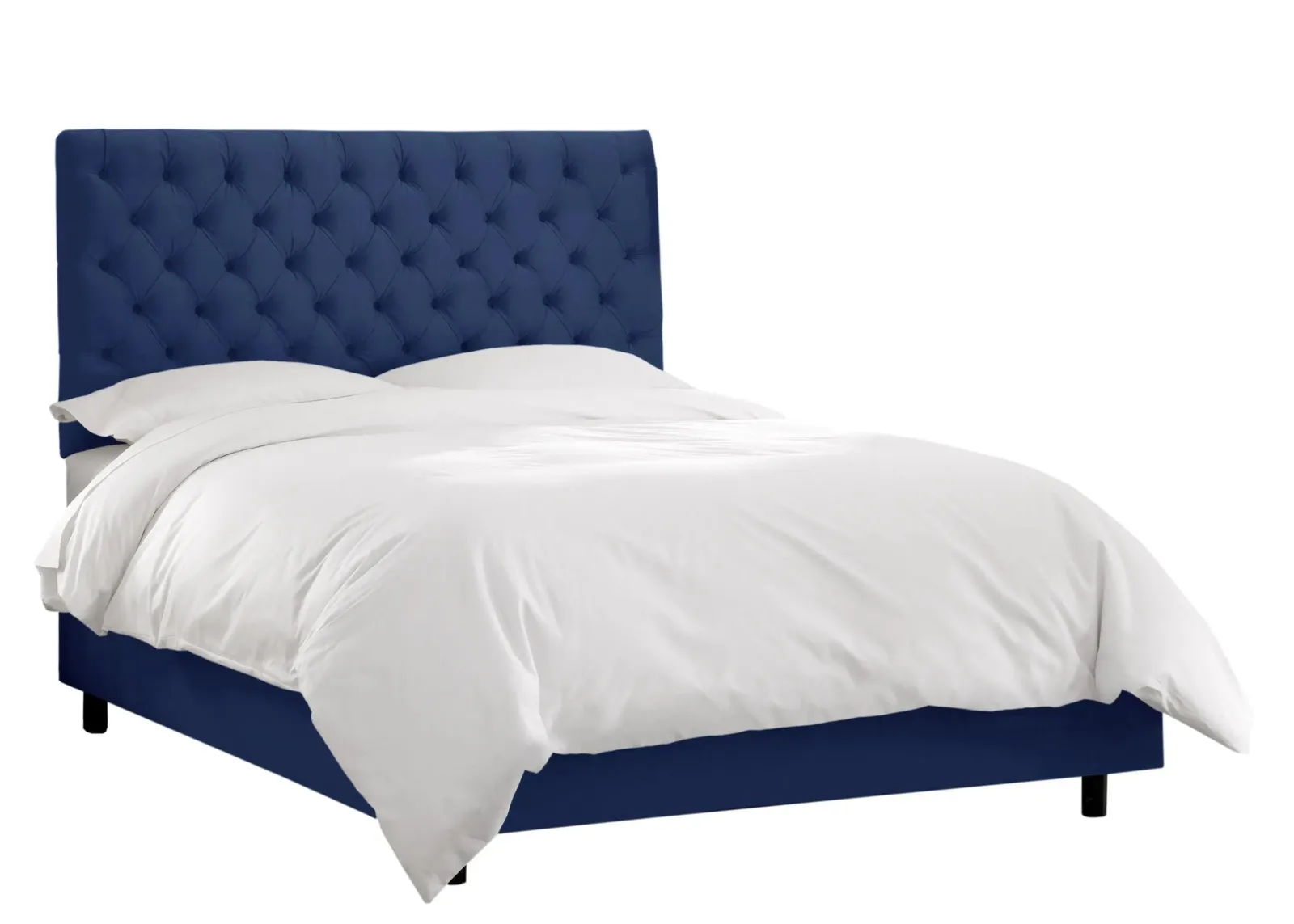 Queensbury Bed in Velvet Navy by Skyline