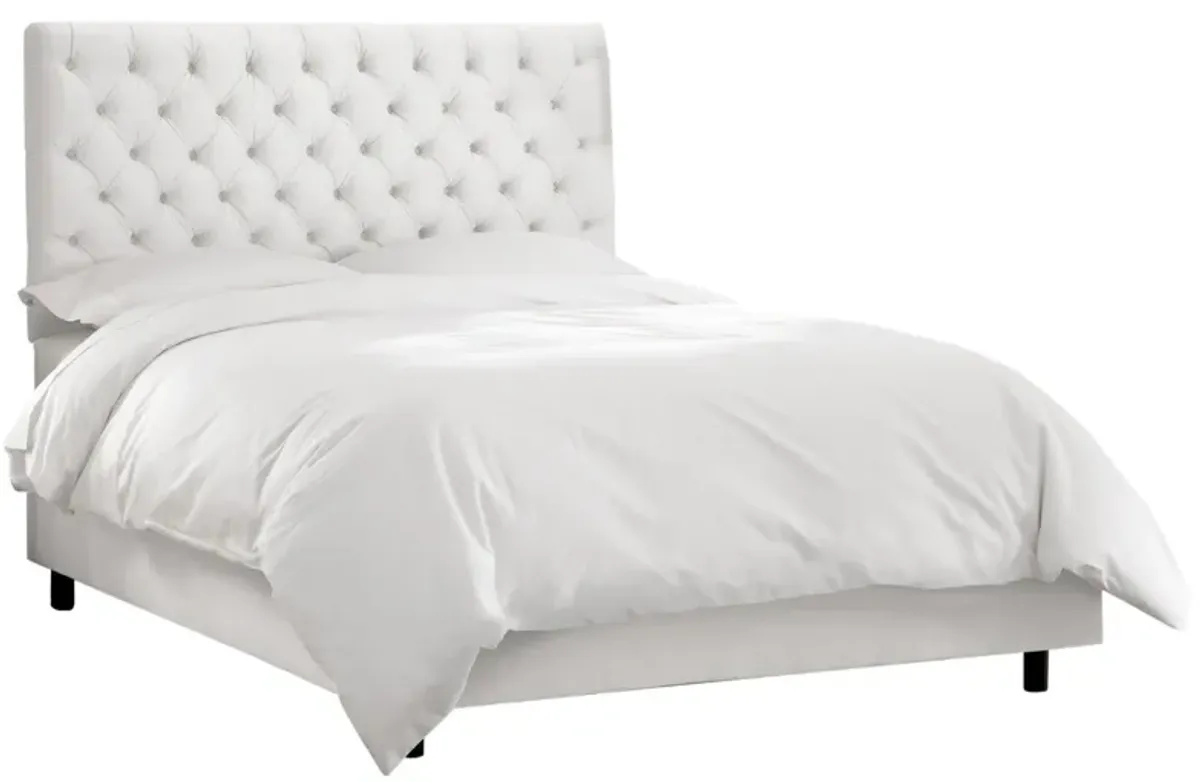 Queensbury Bed in Velvet White by Skyline