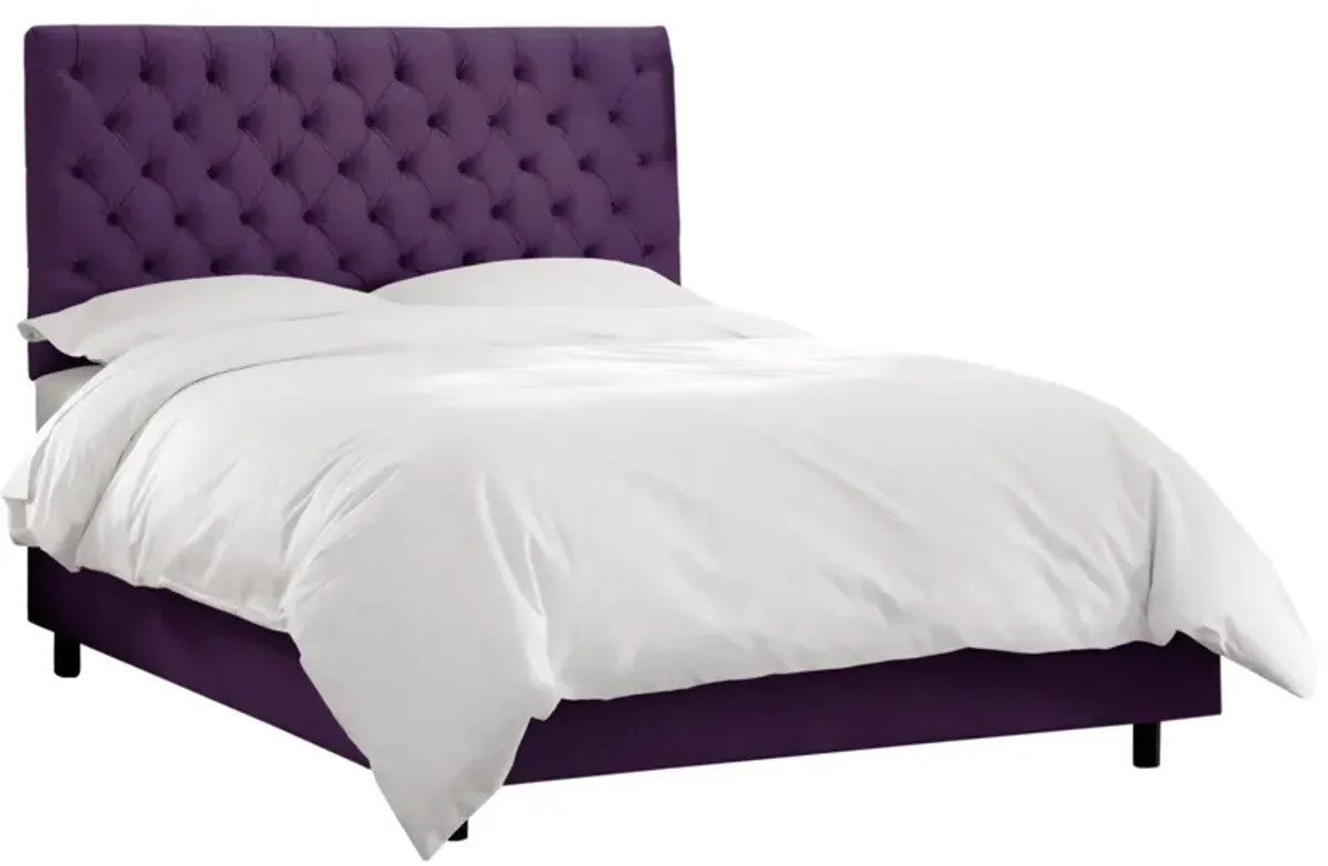 Queensbury Bed in Velvet Aubergine by Skyline