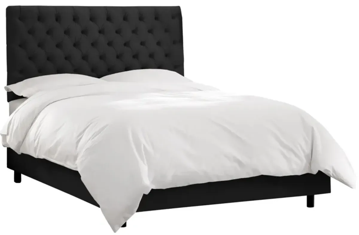 Queensbury Bed in Velvet Black by Skyline