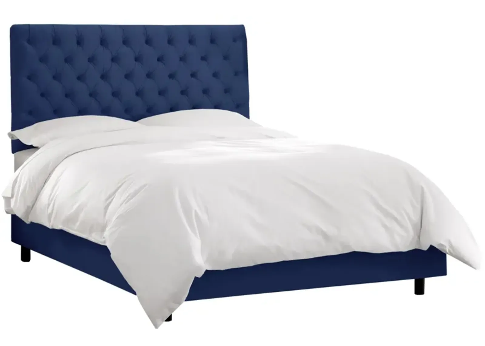 Queensbury Bed in Velvet Navy by Skyline