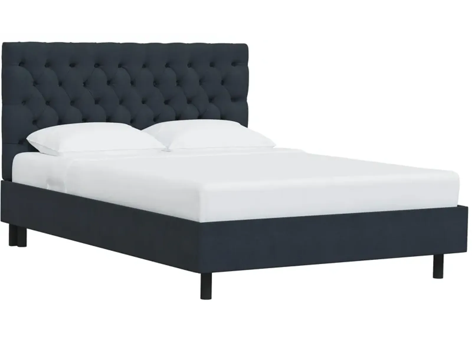 Queensbury Platform Bed in Linen Navy by Skyline