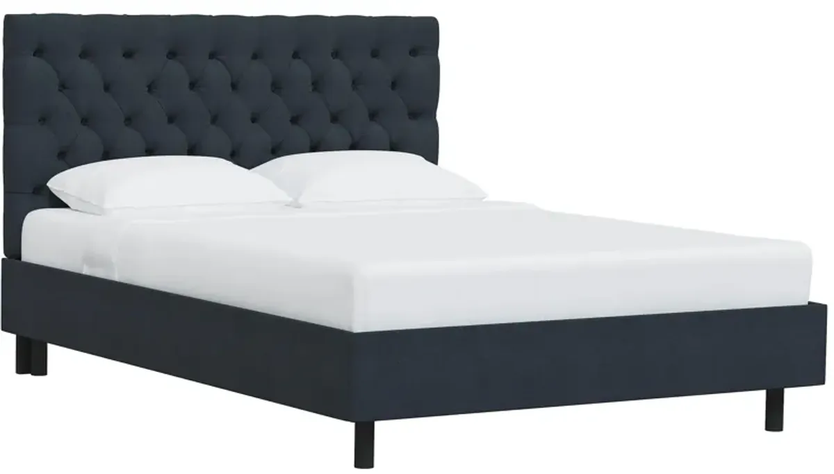 Queensbury Platform Bed in Linen Navy by Skyline